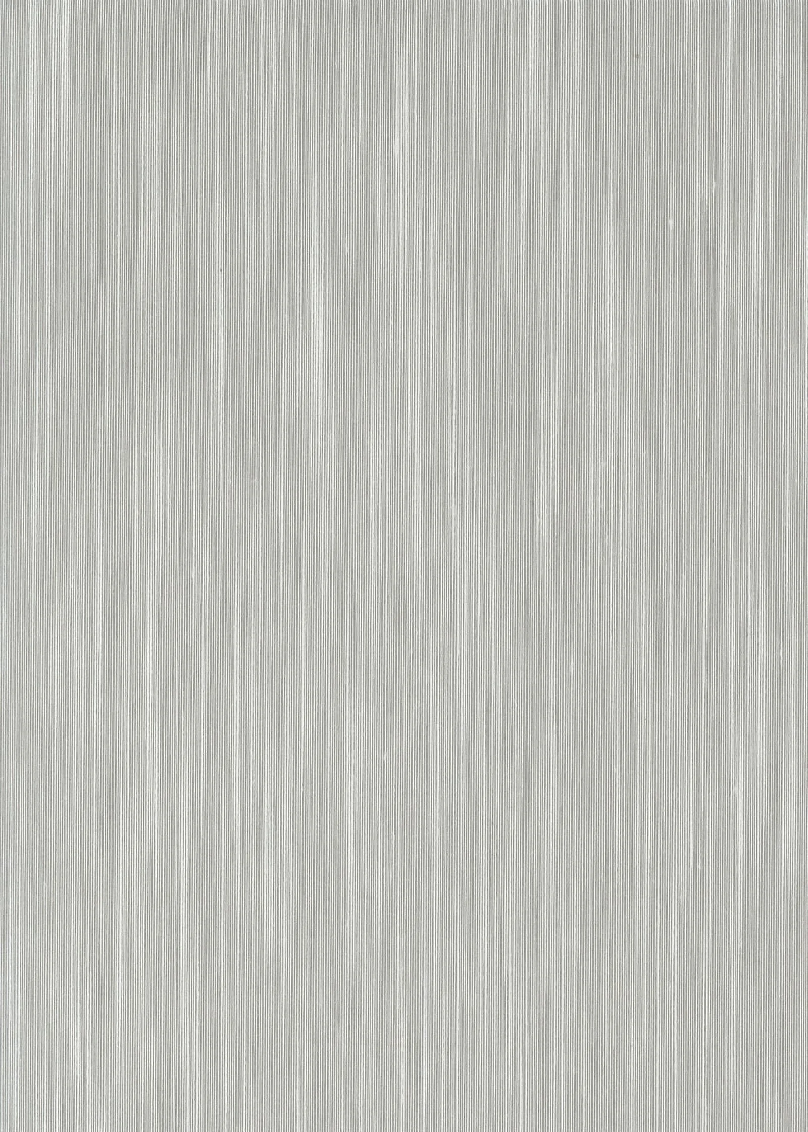Close-up of a pale silver-grey cotton wallcovering with fine vertical threads and soft tonal striations