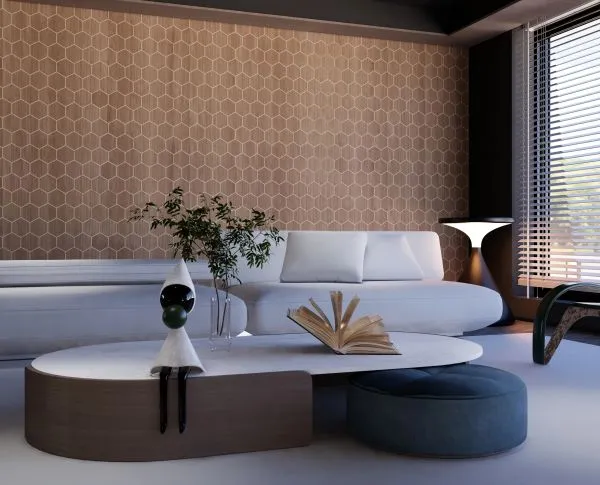 Cedar Hive — wood veneer wallcovering, SKU CDR-HV