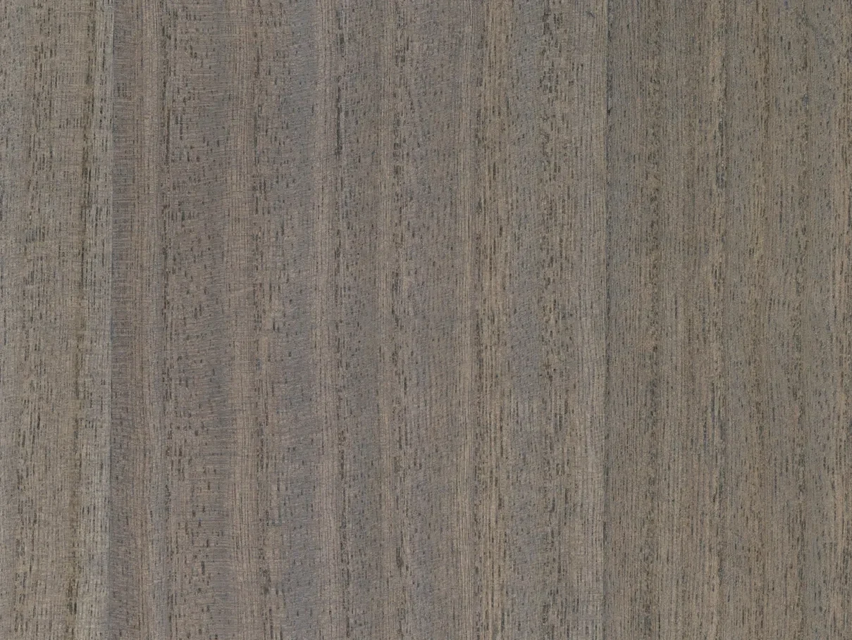 Close-up of a grey-taupe wood veneer wallcovering with a straight vertical grain