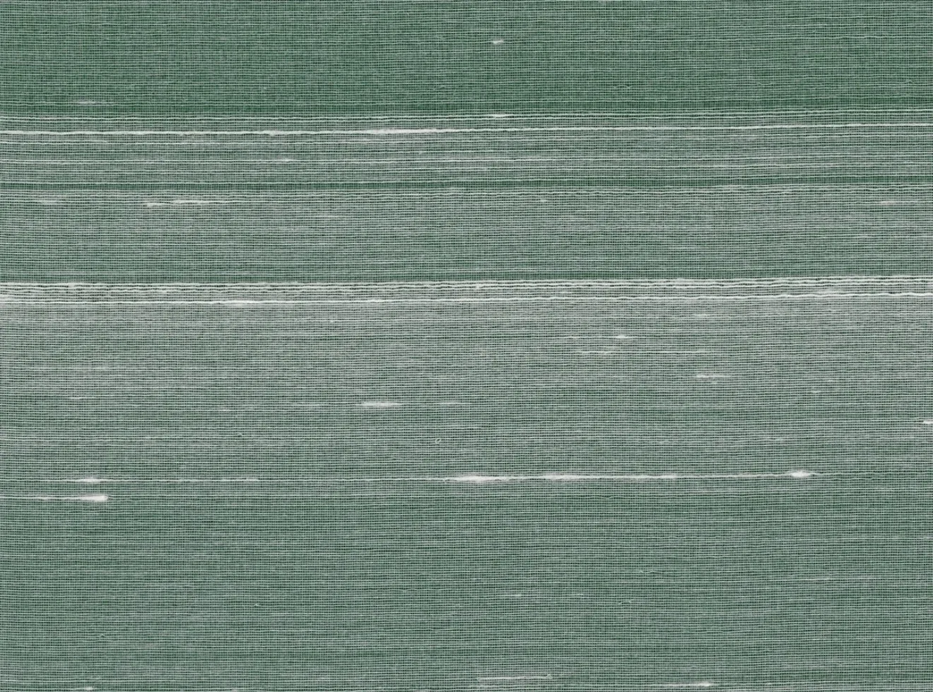 Close-up of a sage-green silk wallcovering with pale horizontal slub threads