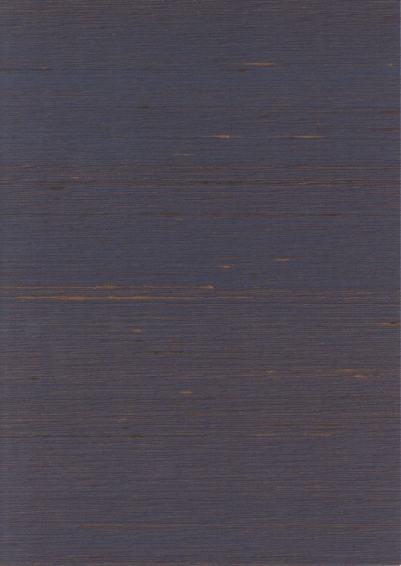 Close-up of a deep indigo silk wallcovering with fine horizontal slubs catching warm bronze tones