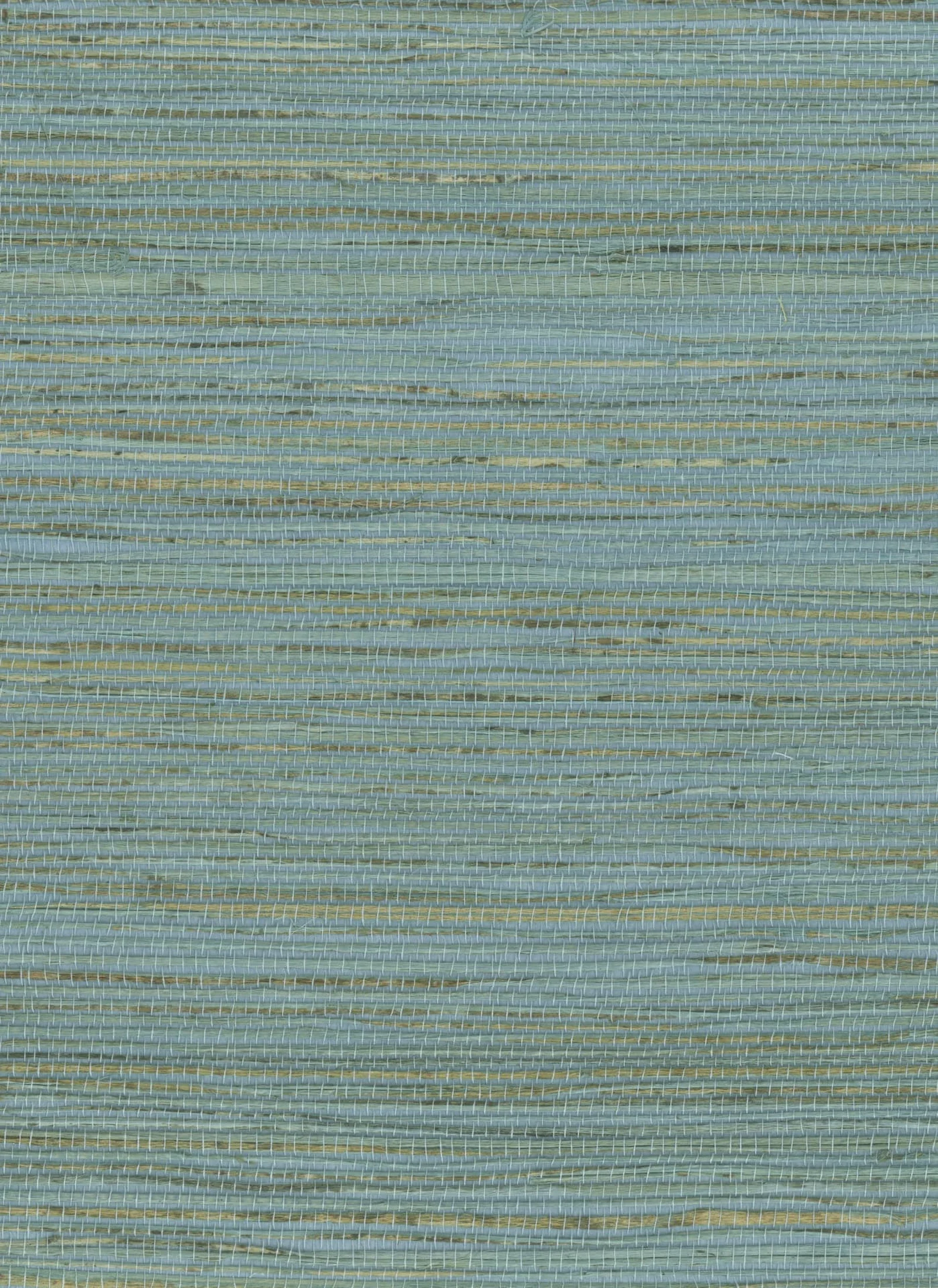 Close-up of a sea-green hemp wallcovering with irregular horizontal strands and warm natural fibre tones