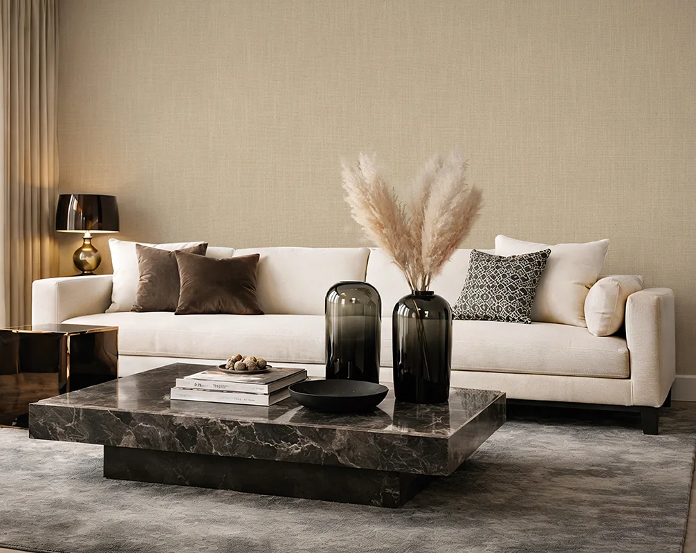 Quiet Stone linen wallcovering — John Mark Naturals