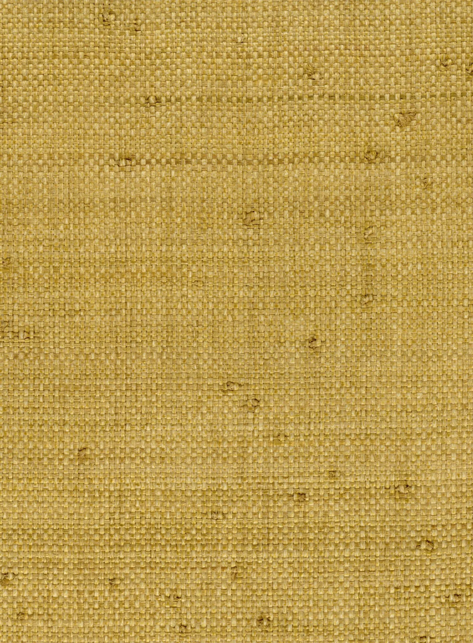 Close-up of a golden raffia wallcovering with a tight basket weave and small natural knots